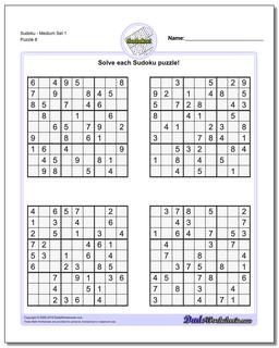 SudokuMedium Set 1 Worksheet