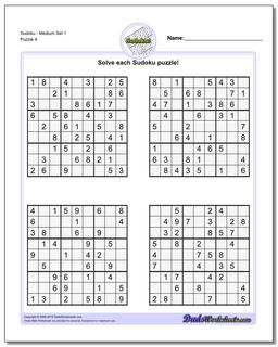 SudokuMedium Set 1 Worksheet