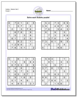 Medium Sudoku Puzzles Printable