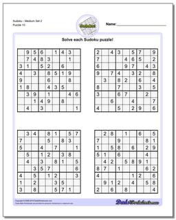 SudokuMedium Set 2 Worksheet