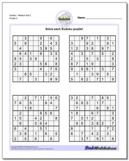 SudokuMedium Set 2 Worksheet