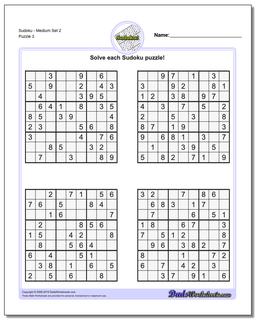 SudokuMedium Set 2 Worksheet