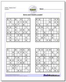 SudokuMedium Set 2 Worksheet
