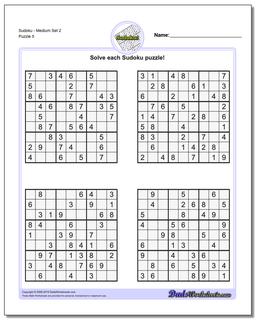 SudokuMedium Set 2 Worksheet