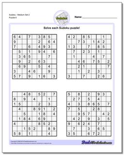 SudokuMedium Set 2 Worksheet