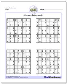 SudokuMedium Set 2 Worksheet