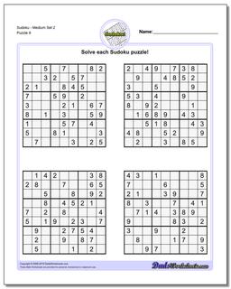 SudokuMedium Set 2 Worksheet