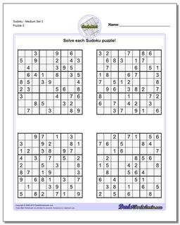SudokuMedium Set 3 Worksheet
