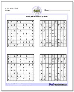 SudokuMedium Set 3 Worksheet