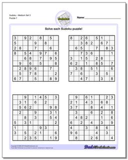 SudokuMedium Set 3 Worksheet