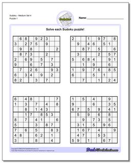 Medium Sudoku Puzzles Printable