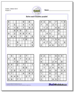 SudokuMedium Set 4 Worksheet