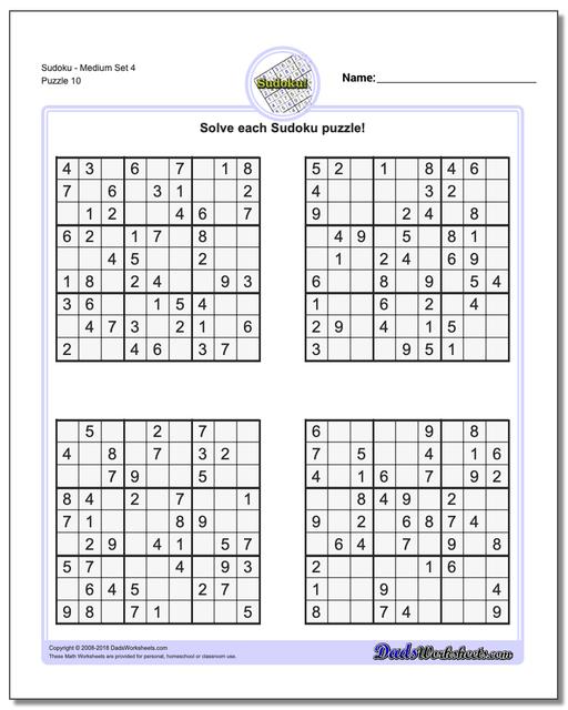 Free Printable Sudoku Puzzles 4 Per Page Printable Templates By Nora
