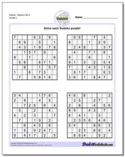 SudokuMedium Set 4 Worksheet