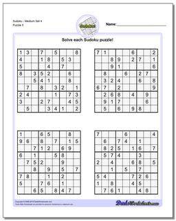 SudokuMedium Set 4 Worksheet