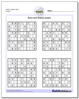 SudokuMedium Set 4 Worksheet