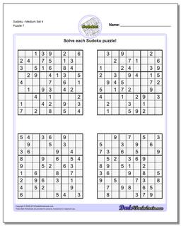 SudokuMedium Set 4 Worksheet