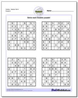 SudokuMedium Set 4 Worksheet