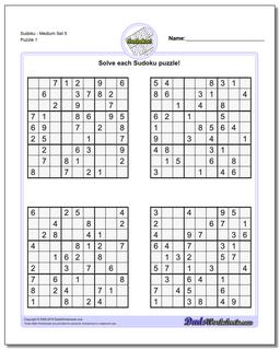 Medium Difficulty Sudoku Puzzles for Kids - Free Printable Worksheets