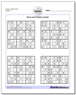 SudokuMedium Set 5 Worksheet