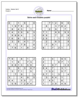 SudokuMedium Set 5 Worksheet