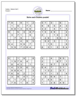 SudokuMedium Set 5 Worksheet