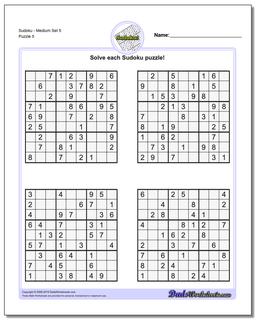 SudokuMedium Set 5 Worksheet