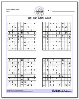 SudokuMedium Set 5 Worksheet