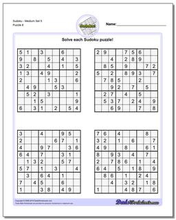 SudokuMedium Set 5 Worksheet