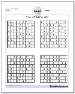 SudokuMedium Set 5 Worksheet