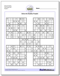 Samurai Sudoku Five Puzzle Set 1