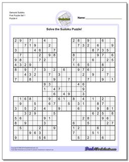 Samurai Sudoku Five Puzzle Set 1