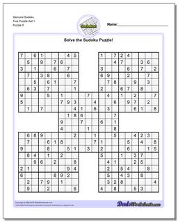 Samurai Sudoku Five Puzzle Set 1