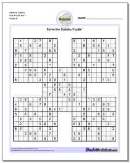 Samurai Sudoku Five Puzzle Set 1