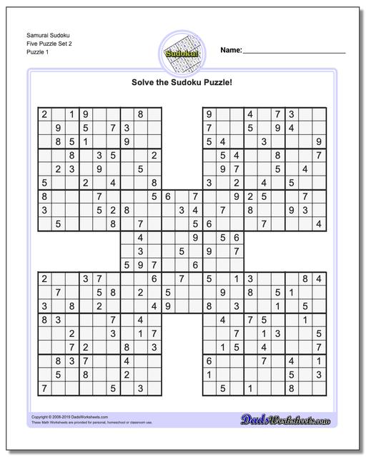 Samurai Sudoku 5 graphic about Free Printable Samurai Sudoku Puzzles identified as Samurai Sudoku 5