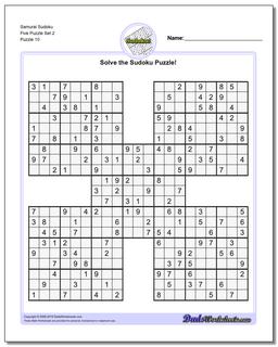 Samurai Sudoku Five Puzzle Set 2