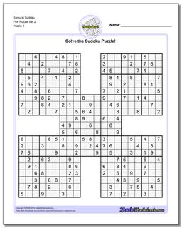 Samurai Sudoku Five Puzzle Set 2