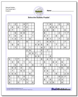 Samurai Sudoku Five Puzzle Set 2