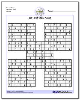 Samurai Sudoku Five Puzzle Set 2