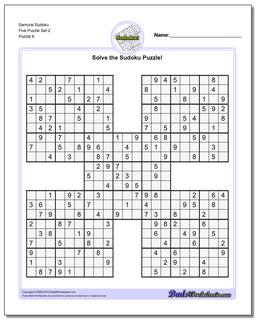 Samurai Sudoku Five Puzzle Set 2