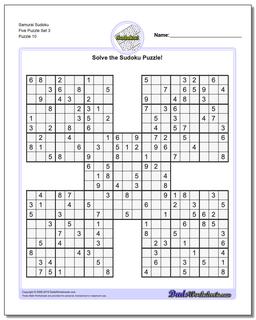 Samurai Sudoku Five Puzzle Set 3