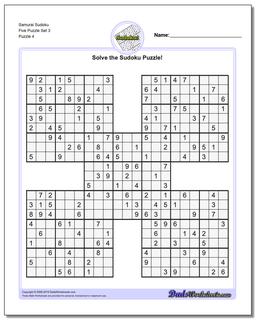 Samurai Sudoku Five Puzzle Set 3