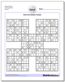 Samurai Sudoku Five Puzzle Set 3