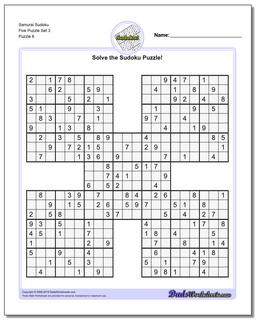 Samurai Sudoku Five Puzzle Set 3