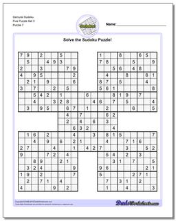 Samurai Sudoku Five Puzzle Set 3