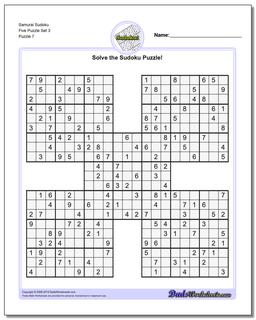 Samurai Sudoku Five Puzzle Set 3
