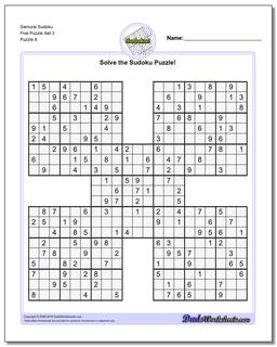Samurai Sudoku Five Puzzle Set 3
