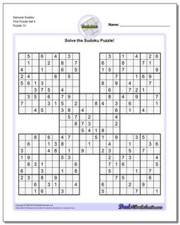 Samurai Sudoku Five Puzzle Set 4