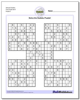 Samurai Sudoku Five Puzzle Set 4