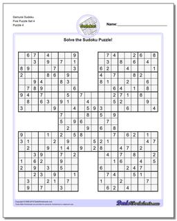 Samurai Sudoku Five Puzzle Set 4